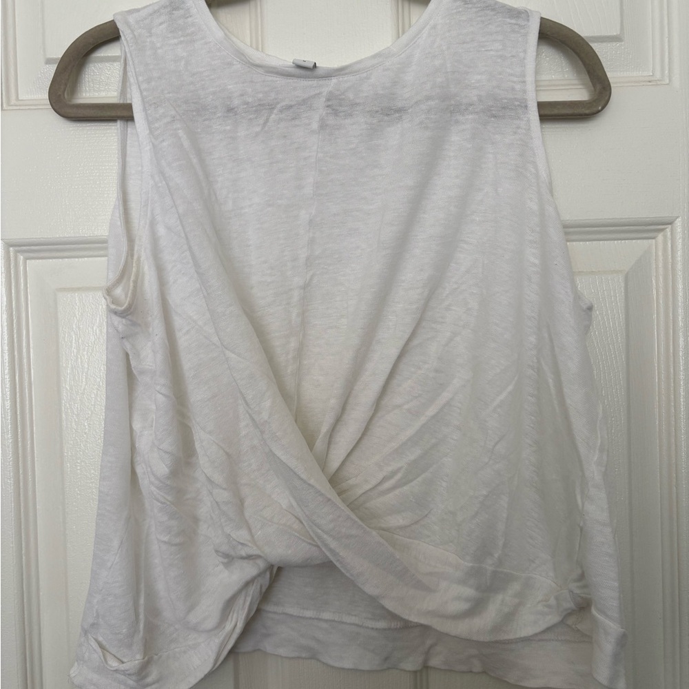 J.Jill White twist-front Linen Sleeveless Top